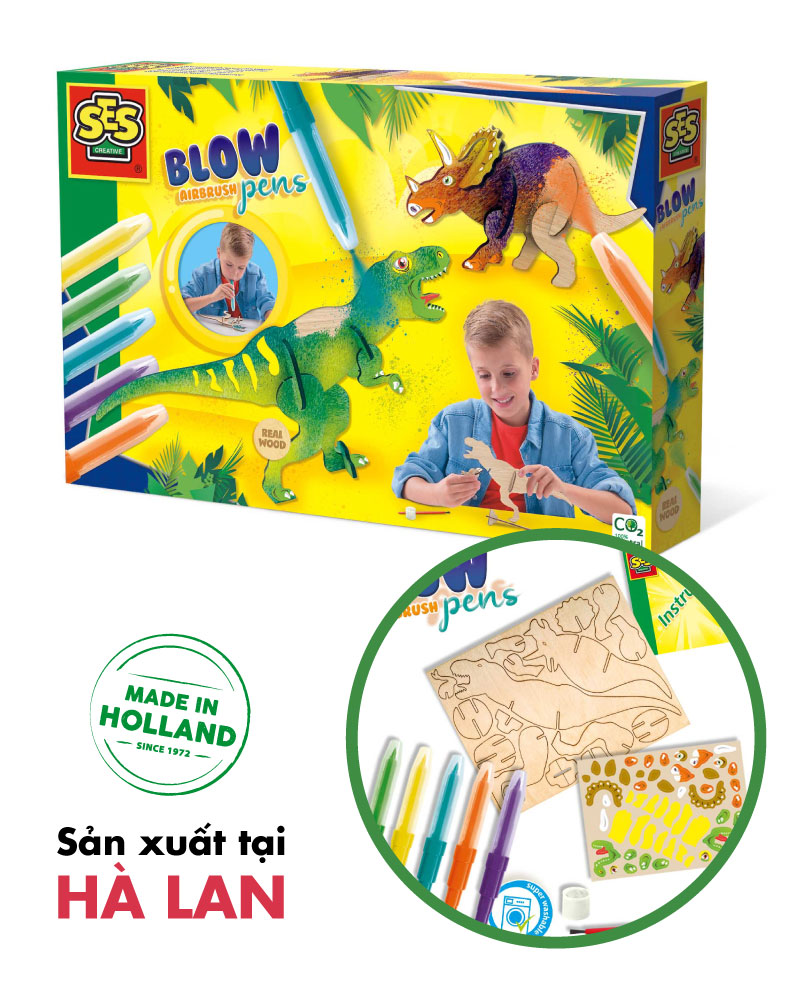 Bút thổi màu Blow airbrush pens - Dinosaurs - 14284