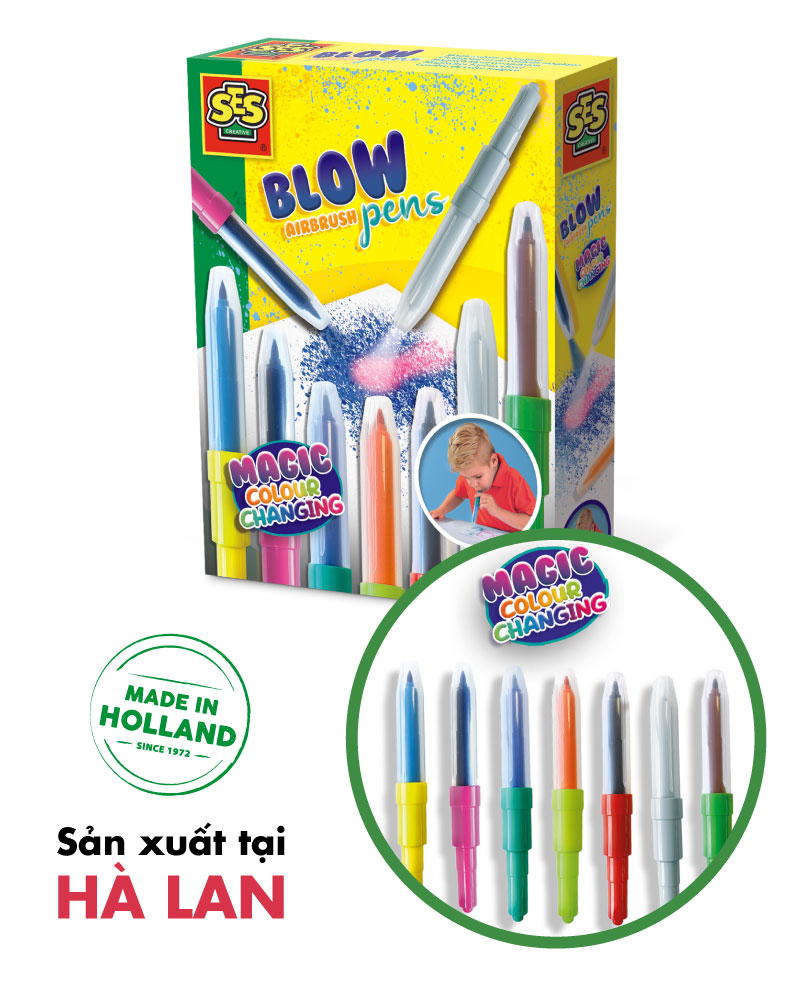 Bút thổi màu Blow airbrush pens - Magic colour changing - 00283