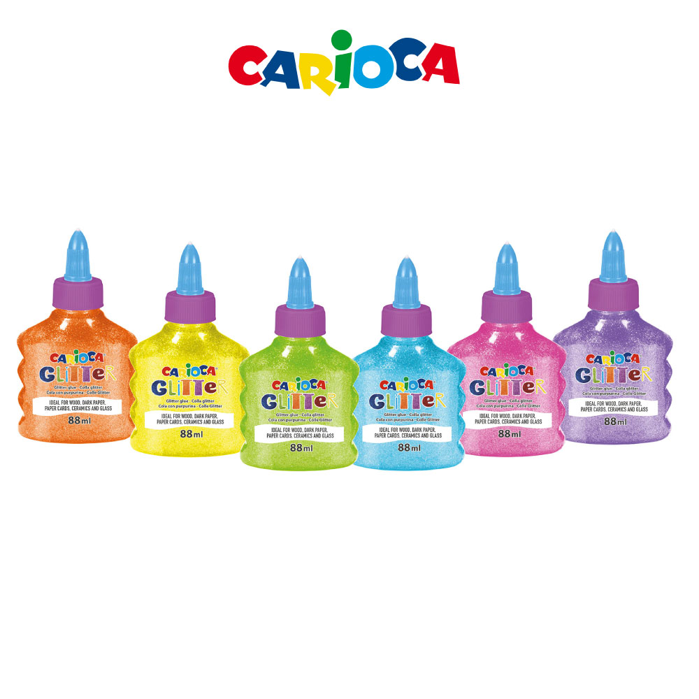 Keo dán kim tuyến Carioca Glitter Glue Neon - 6 lọ - 42116
